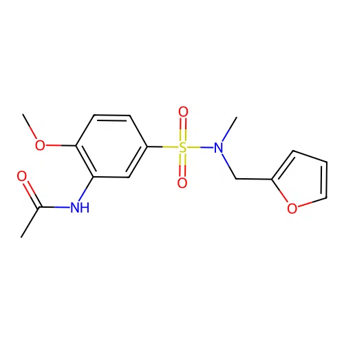 N-[5-[furan-2-ylmethyl(methyl)sulfamoyl]-2-methoxyphenyl]acetamide structure