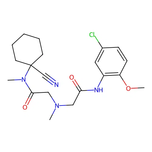 N-(5-chloro-2-methoxyphenyl)-2-[[2-[(1-cyanocyclohexyl)-methylamino]-2-oxoethyl]-methylamino]acetamide structure