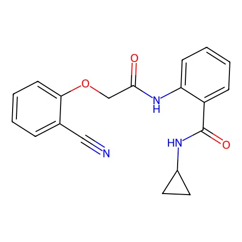 2-[[2-(2-cyanophenoxy)acetyl]amino]-N-cyclopropylbenzamide structure
