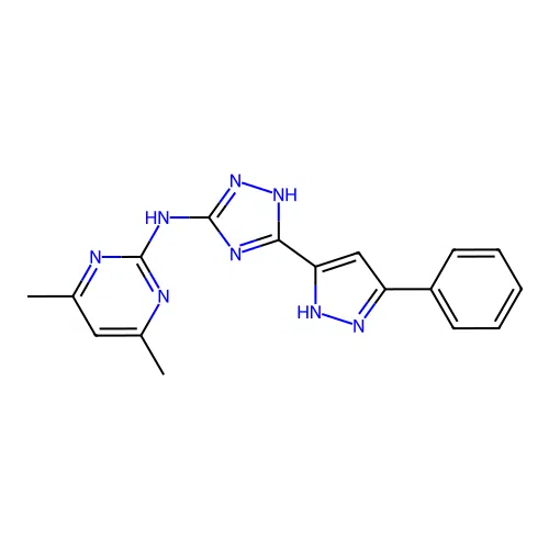4,6-dimethyl-N-(3-(5-phenyl-1H-pyrazol-3-yl)-1H-1,2,4-triazol-5-yl)pyrimidin-2-amine structure