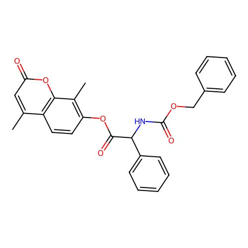 4,8-dimethyl-2-oxo-2H-chromen-7-yl 2-(((benzyloxy)carbonyl)amino)-2-phenylacetate structure