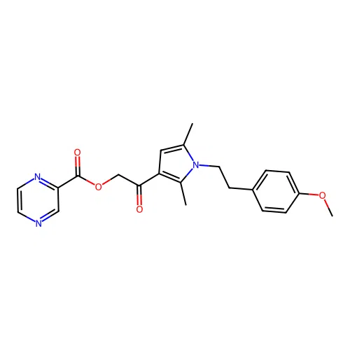 [2-[1-[2-(4-methoxyphenyl)ethyl]-2,5-dimethylpyrrol-3-yl]-2-oxoethyl] pyrazine-2-carboxylate structure