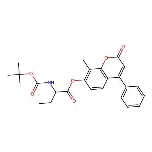 8-methyl-2-oxo-4-phenyl-2H-chromen-7-yl 2-((tert-butoxycarbonyl)amino)butanoate structure