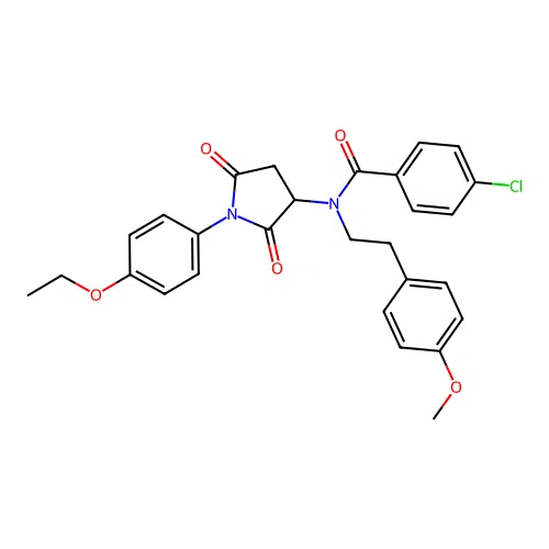 4-chloro-N-[1-(4-ethoxyphenyl)-2,5-dioxopyrrolidin-3-yl]-N-[2-(4-methoxyphenyl)ethyl]benzamide structure