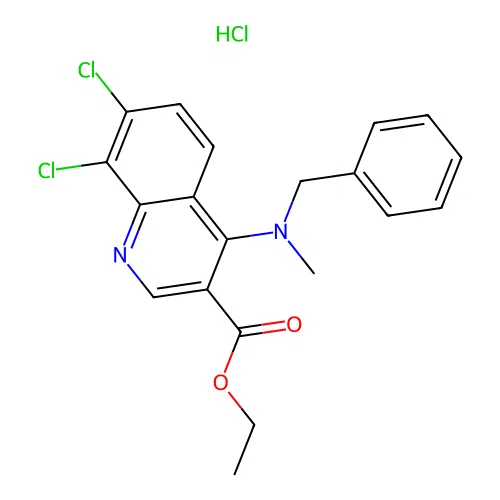 Ethyl 7,8-dichloro-4-[methylbenzylamino]quinoline-3-carboxylate, chloride structure