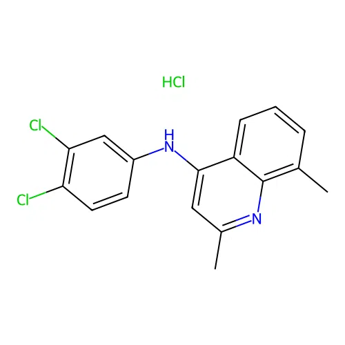 N-(3,4-dichlorophenyl)-2,8-dimethylquinolin-4-amine hydrochloride structure