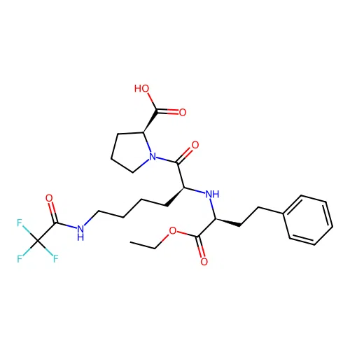 N2-((S)-1-ethoxycarbonyl-3-phenylpropyl)-N6-trifluoroacetyl-L-lysyl-L-proline structure