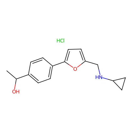1-(4-(5-((Cyclopropylamino)methyl)furan-2-yl)phenyl)ethanol hydrochloride structure