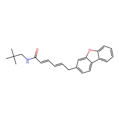 2,4-Hexadienamide, 6-(3-dibenzofuranyl)-N-(2,2-dimethylpropyl)-, (E,E)- structure