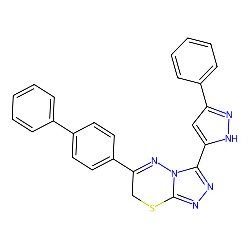6-Biphenyl-4-yl-3-(5-phenyl-2H-pyrazol-3-yl)-7H-[1,2,4]triazolo[3,4-b][1,3,4]thiadiazine structure