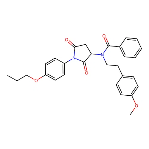N-[2,5-dioxo-1-(4-propoxyphenyl)pyrrolidin-3-yl]-N-[2-(4-methoxyphenyl)ethyl]benzamide structure