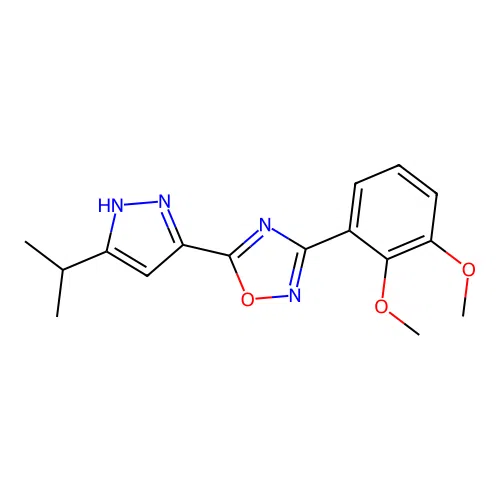 3-(2,3-dimethoxyphenyl)-5-(3-isopropyl-1H-pyrazol-5-yl)-1,2,4-oxadiazole structure