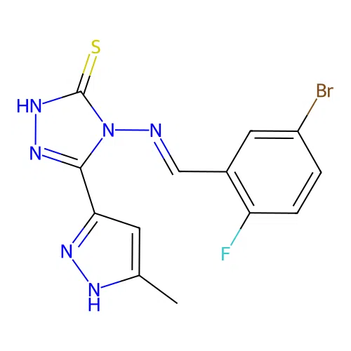 C13H10BrFN6S structure