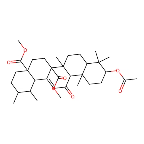 dimethyl 10-acetyloxy-1,2,6b,9,9,12a-hexamethyl-13-oxo-1,2,3,4,5,6,6a,7,8,8a,10,11,12,14b-tetradecahydropicene-4a,6a-dicarboxylate structure