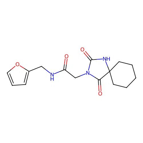 2-(2,4-dioxo-1,3-diazaspiro[4.5]dec-3-yl)-N-(2-furylmethyl)acetamide structure