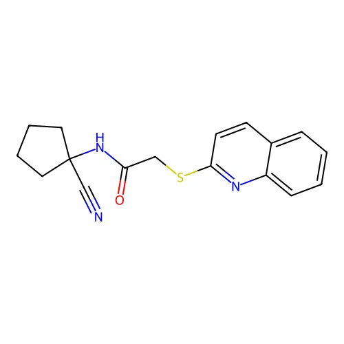 N-(1-cyanocyclopentyl)-2-quinolin-2-ylsulfanylacetamide structure