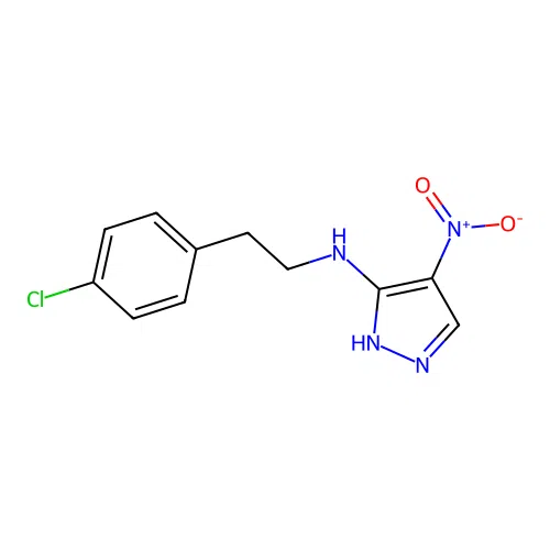 N-[2-(4-chlorophenyl)ethyl]-4-nitro-1H-pyrazol-5-amine structure