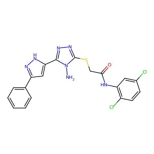2-((4-amino-5-(3-phenyl-1H-pyrazol-5-yl)-4H-1,2,4-triazol-3-yl)thio)-N-(2,5-dichlorophenyl)acetamide structure