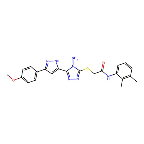 2-((4-amino-5-(3-(4-methoxyphenyl)-1H-pyrazol-5-yl)-4H-1,2,4-triazol-3-yl)thio)-N-(2,3-dimethylphenyl)acetamide structure