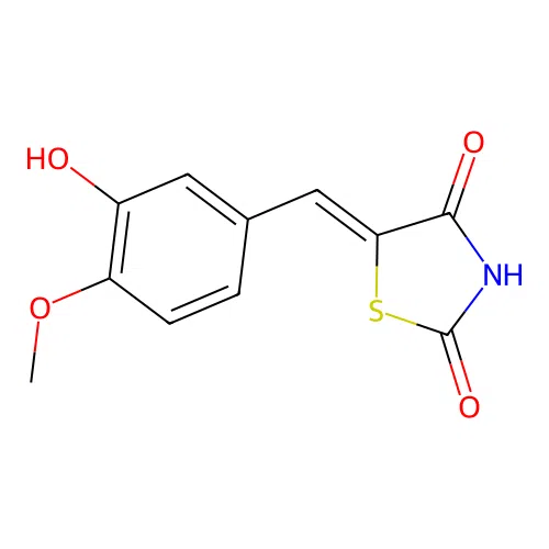 (5Z)-5-(3-hydroxy-4-methoxybenzylidene)-1,3-thiazolidine-2,4-dione structure