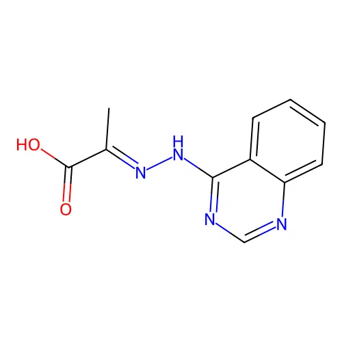 (2E)-2-(quinazolin-4-ylhydrazono)propanoic acid structure