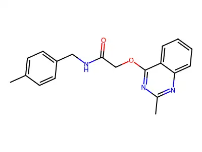 N-[(4-methylphenyl)methyl]-2-(2-methylquinazolin-4-yl)oxyacetamide structure