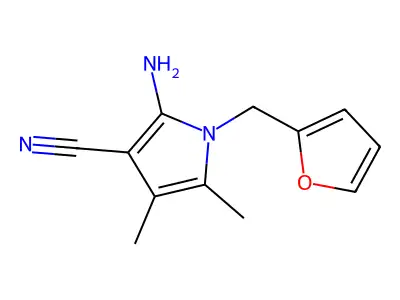 2-amino-1-(furan-2-ylmethyl)-4,5-dimethyl-1H-pyrrole-3-carbonitrile structure