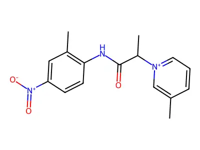3-Methyl-1-[1-(2-methyl-4-nitro-phenylcarbamoyl)-ethyl]-pyridinium structure