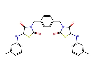 2,4-Thiazolidinedione, 3,3'-[(1,4-phenylene)bis(methylene)]bis[5-[(3-methylphenyl)amino]- structure