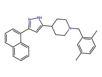 1-[(2,5-dimethylphenyl)methyl]-4-(3-naphthalen-1-yl-1H-pyrazol-5-yl)piperidine structure