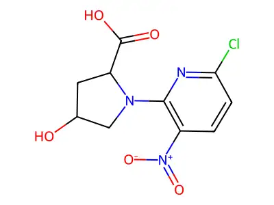 1-(6-Chloro-3-nitro-2-pyridinyl)-4-hydroxy-2-pyrrolidinecarboxylic acid structure