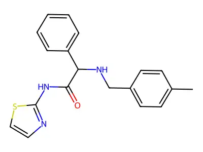 2-[(4-methylbenzyl)amino]-2-phenyl-N-(1,3-thiazol-2-yl)acetamide structure