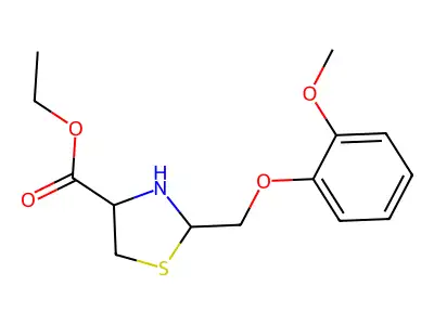 4-Thiazolidinecarboxylic acid, 2-((2-methoxyphenoxy)methyl)-, ethyl ester structure
