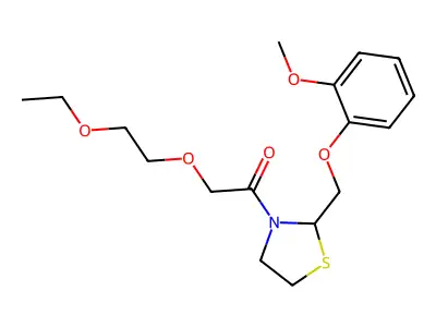 Thiazolidine, 3-((2-ethoxyethoxy)acetyl)-2-((2-methoxyphenoxy)methyl)- structure