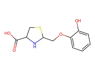 4-Thiazolidinecarboxylic acid, 2-((2-hydroxyphenoxy)methyl)- structure