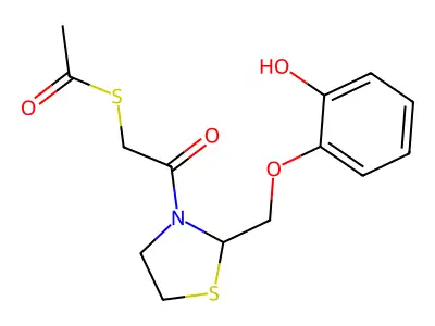 2-((2-Hydroxyphenoxy)methyl)-3-(2-(acetylthio)acetyl)-1,3-thiazolidine structure