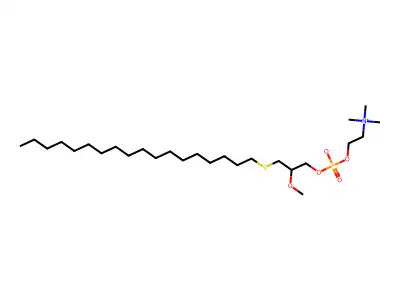 rac-3-Octadecylthio-2-methoxypropyl phosphocholine structure
