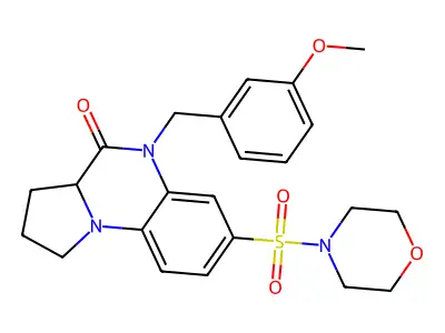 5-(3-methoxybenzyl)-7-(morpholinosulfonyl)-1,2,3,3a-tetrahydropyrrolo[1,2-a]quinoxalin-4(5H)-one structure