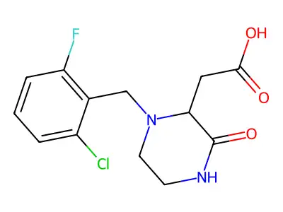 [1-(2-Chloro-6-fluorobenzyl)-3-oxo-2-piperazinyl]acetic acid structure