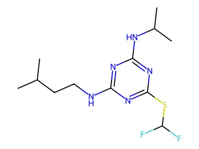 1,3,5-Triazine-2,4-diamine, 6-((difluoromethyl)thio)-N-(3-methylbutyl)-N'-(1-methylethyl)- structure