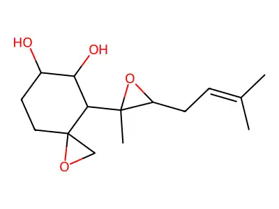 4-(2-Methyl-3-(3-methylbut-2-en-1-yl)oxiran-2-yl)-1-oxaspiro(2.5)octane-5,6-diol structure