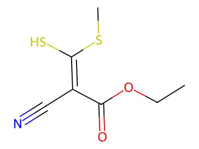 2-Propenoic acid, 2-cyano-3-mercapto-3-(methylthio)-, ethyl ester structure