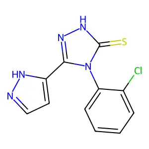 4-(2-chlorophenyl)-3-(1H-pyrazol-5-yl)-1H-1,2,4-triazole-5-thione structure