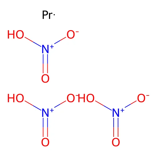 Nitric acid, praseodymium(3+) salt (3:1) structure
