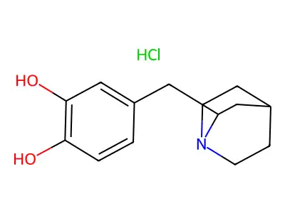 1,2-Benzenediol, 4-(1-azabicyclo(2.2.2)oct-2-ylmethyl)-, hydrochloride structure