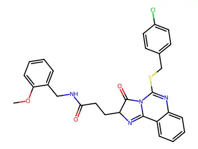 3-(5-{[(4-chlorophenyl)methyl]sulfanyl}-3-oxo-2H,3H-imidazo[1,2-c]quinazolin-2-yl)-N-[(2-methoxyphenyl)methyl]propanamide structure