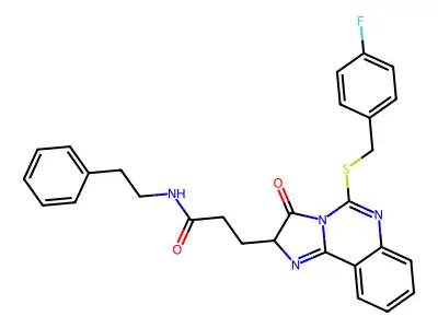 3-(5-{[(4-fluorophenyl)methyl]sulfanyl}-3-oxo-2H,3H-imidazo[1,2-c]quinazolin-2-yl)-N-(2-phenylethyl)propanamide structure