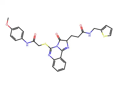 3-[5-({[(4-methoxyphenyl)carbamoyl]methyl}sulfanyl)-3-oxo-2H,3H-imidazo[1,2-c]quinazolin-2-yl]-N-[(thiophen-2-yl)methyl]propanamide structure