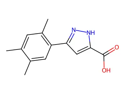 3-(2,4,5-trimethylphenyl)-1H-pyrazole-5-carboxylic acid structure