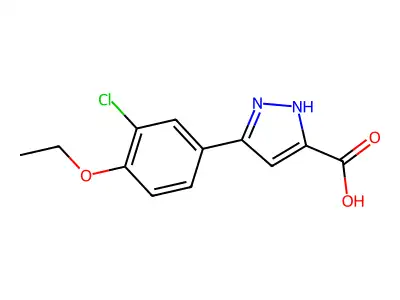 3-(3-chloro-4-ethoxyphenyl)-1H-pyrazole-5-carboxylic acid structure
